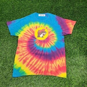 Vintage Y2K Buc-ee the Beaver Tie-Dye Shirt Medium 19x25 Cotton Red Yellow Blue